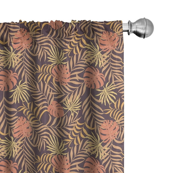 Ambesonne Jungle Curtains, Tropical Palm Foliage, Pair of 28"x84", Multicolor