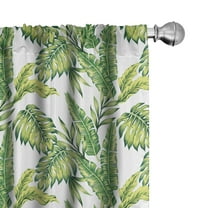 Ambesonne Jungle Curtains, Vintage Tropical Palm Leaf, Pair of 28"x63", Fern Green Lime