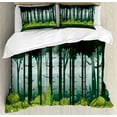 thumbnail image 1 of Ambesonne Jungle Duvet Cover Set, Mystic Forest Trees Twilight, 2-Calking, Evergreen Blue, 1 of 7