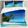 thumbnail image 1 of Ambesonne Jungle Duvet Cover Set, Seaside Nature Tropic, Queen, Royal Blue Turquoise, 1 of 3