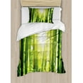 thumbnail image 1 of Ambesonne Jungle Duvet Cover Sets, Sun Beams in Wild Jungle Art, 2-Twin, Lime Green Yellow, 1 of 4