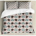 thumbnail image 1 of Ambesonne Jungle Duvet Cover Sets, Tigers and Monstera Leaves, 2-King, Blush Pale Teal White, 1 of 6