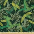 thumbnail image 1 of Ambesonne Jungle Fabric by the Yard Microfiber, Tropical Forest Palm Leaf, 1 Yard, Emerald and Yellow Green, 1 of 2