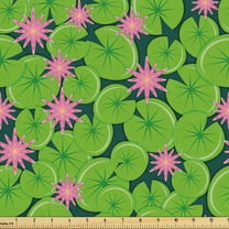 Ambesonne Jungle Fabric by the Yard Upholstery, Swamp Flower and Leaves Art, 3 Yards, Pastel Pink Green