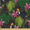 thumbnail image 1 of Ambesonne Jungle Fabric by the Yard Upholstery, Toucan and Peacock Jungle, 1 Yard, Pistachio Green Soft Pink, 1 of 1