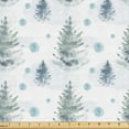 thumbnail image 1 of Ambesonne Jungle Fabric by the Yard Upholstery, Winter Themed Snowy Forest, 3 Yards, Sea Blue Cadet Blue and Ivory, 1 of 1