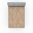 thumbnail image 1 of Ambesonne Jungle Fitted Sheet, Minimalist Leaf Rustic Back, King Size, Pale Taupe and Pale Grey, 1 of 5