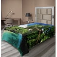 thumbnail image 1 of Ambesonne Jungle Flat Sheet, Mahe Island Lake Palms, Twin Size, Aqua Green White, 1 of 1