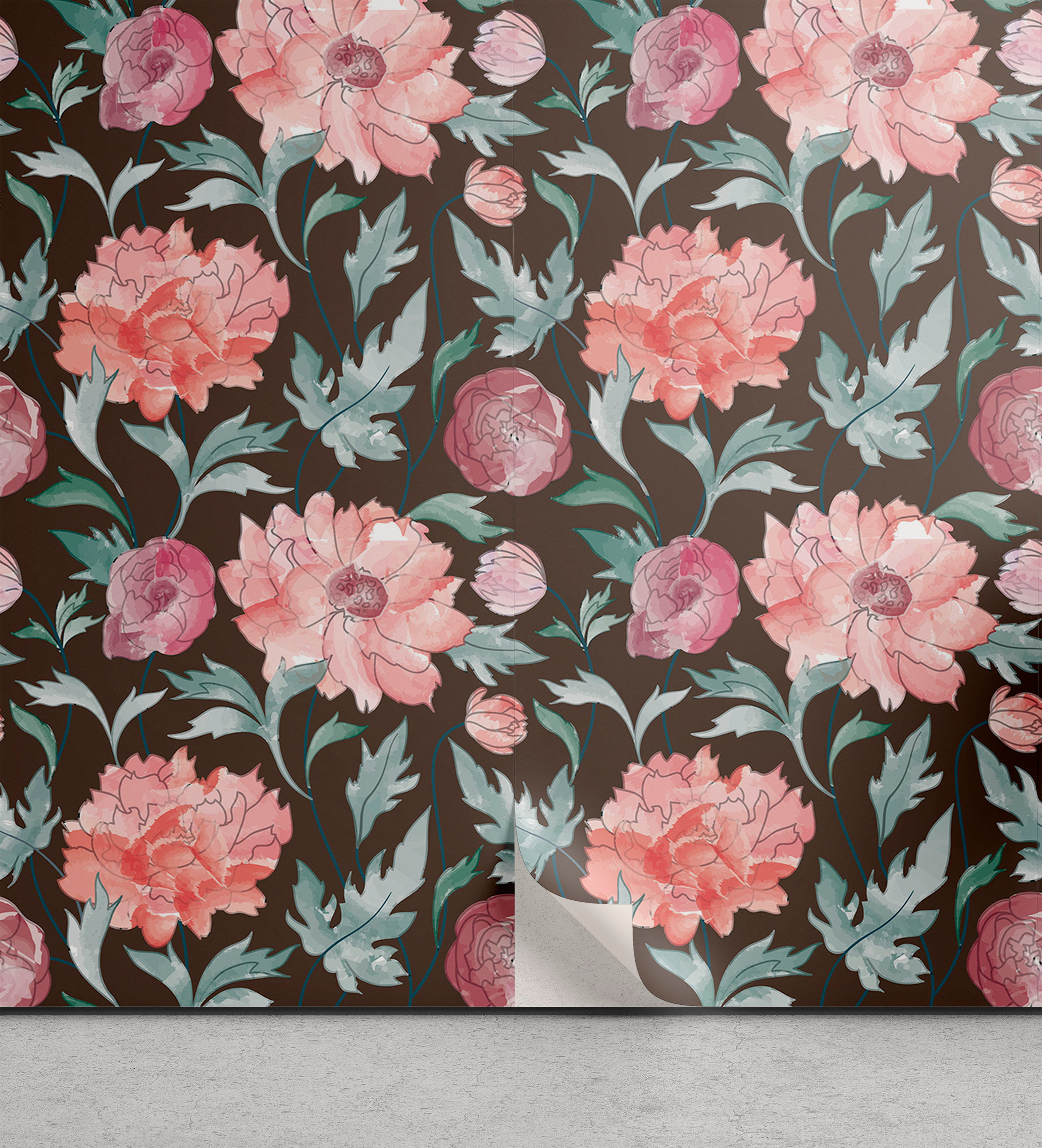 Ambesonne Jungle Flowers Peel & Stick Wallpaper for Home, Art Aquarelle