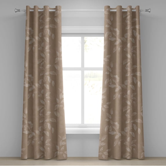 Ambesonne Jungle Grommet Curtain, Minimalist Leaf Rustic Back, 50"x72", Pale Taupe and Pale Grey