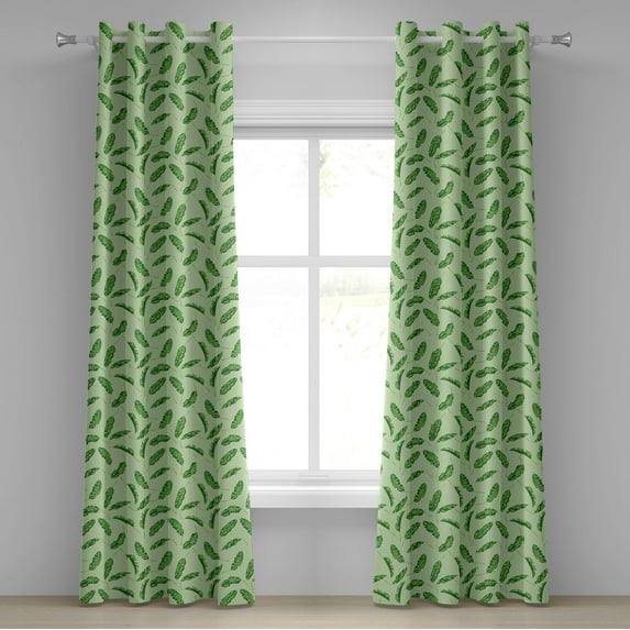 Ambesonne Jungle Grommet Curtain, Oceanic Climate Palms, 50" x 72", Fern and Pale Green