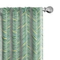 thumbnail image 1 of Ambesonne Jungle Leaves Window Curtains, Swift Stripes Curvy, Each 28" W x 84" L, Sea Green Cream, 1 of 5