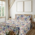 thumbnail image 1 of Ambesonne Jungle Leaves Fitted & Flat Sheet with Sham 3 Pcs Set, Leafy Twigs Wisteria, Twin XL, Lavender Blue Lime Green, 1 of 5