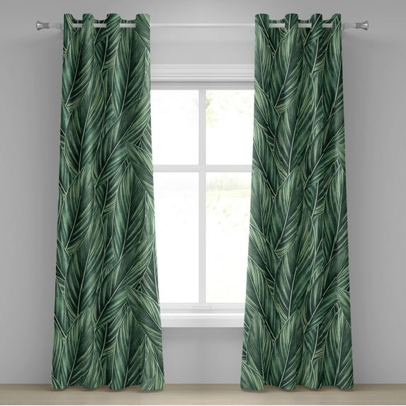 Ambesonne Jungle Leaves Grommet Curtain, Botany Feels Leaves, 50"x108", Fern Green Jade Green
