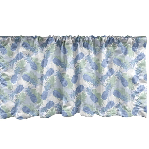Ambesonne Jungle Leaves Valance Pack of 2, Pineapples Pastel, 54"X12", Purpleblue Almond Green