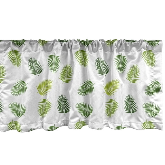 Ambesonne Jungle Leaves Window Valance, Hawaiian and Beachy, 54" X 12", Lime Green Olive Green