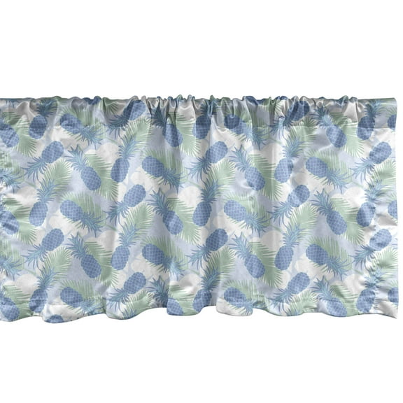 Ambesonne Jungle Leaves Window Valance, Pineapples Pastel, 42" x 12", Purpleblue Almond Green