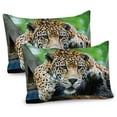 thumbnail image 1 of Ambesonne Jungle Pillow Sham 2 Pack, Jaguar Wildcat Feline, 26"x20", Orange Black Green, 1 of 3