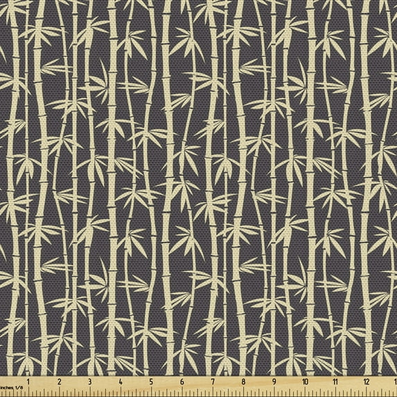 Ambesonne Jungle Print Fabric by the Yard Upholstery, Simplistic Foliage, 10 Yards, Beige and Charcaol Grey