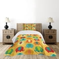 thumbnail image 1 of Ambesonne Jungle Quilted Bedspread Set 2 Pcs, Elephants Ornaments, Twin Size, Multicolor, 1 of 6