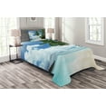 thumbnail image 1 of Ambesonne Jungle Quilted Bedspread Set 2 Pcs, Palm Leaf Island Lagoon, Twin Size, Green Blue Aqua, 1 of 3