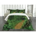 thumbnail image 1 of Ambesonne Jungle Quilted Bedspread Set 3 Pcs, Nature Call Park Design, King Size, Green, 1 of 5