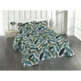 thumbnail image 1 of Ambesonne Jungle Quilted Bedspread Set 3 Pcs, Tropical Hawaii Exotic Print, Queen, Pale Rose Green Dark Teal, 1 of 4