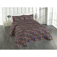 thumbnail image 1 of Ambesonne Jungle Quilted Bedspread Set 3 Pcs, Zebra with Tropical Leaves, Queen, Coral Multicolor, 1 of 4