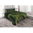thumbnail image 1 of Ambesonne Jungle Quilted Coverlet 3 Pcs, Tropical Thailand Forest, Queen Size, Green, 1 of 4
