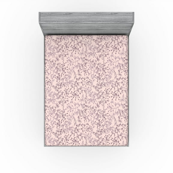 Ambesonne Jungle Themed Fitted Sheet, Romantic Autumn Art, California King, Blush Dried Rose