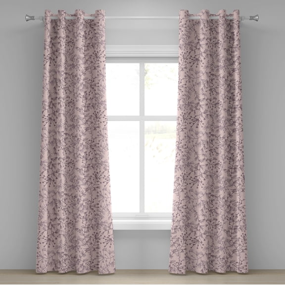 Ambesonne Jungle Themed Grommet Curtain, Romantic Autumn Art, 50"x84", Blush Dried Rose
