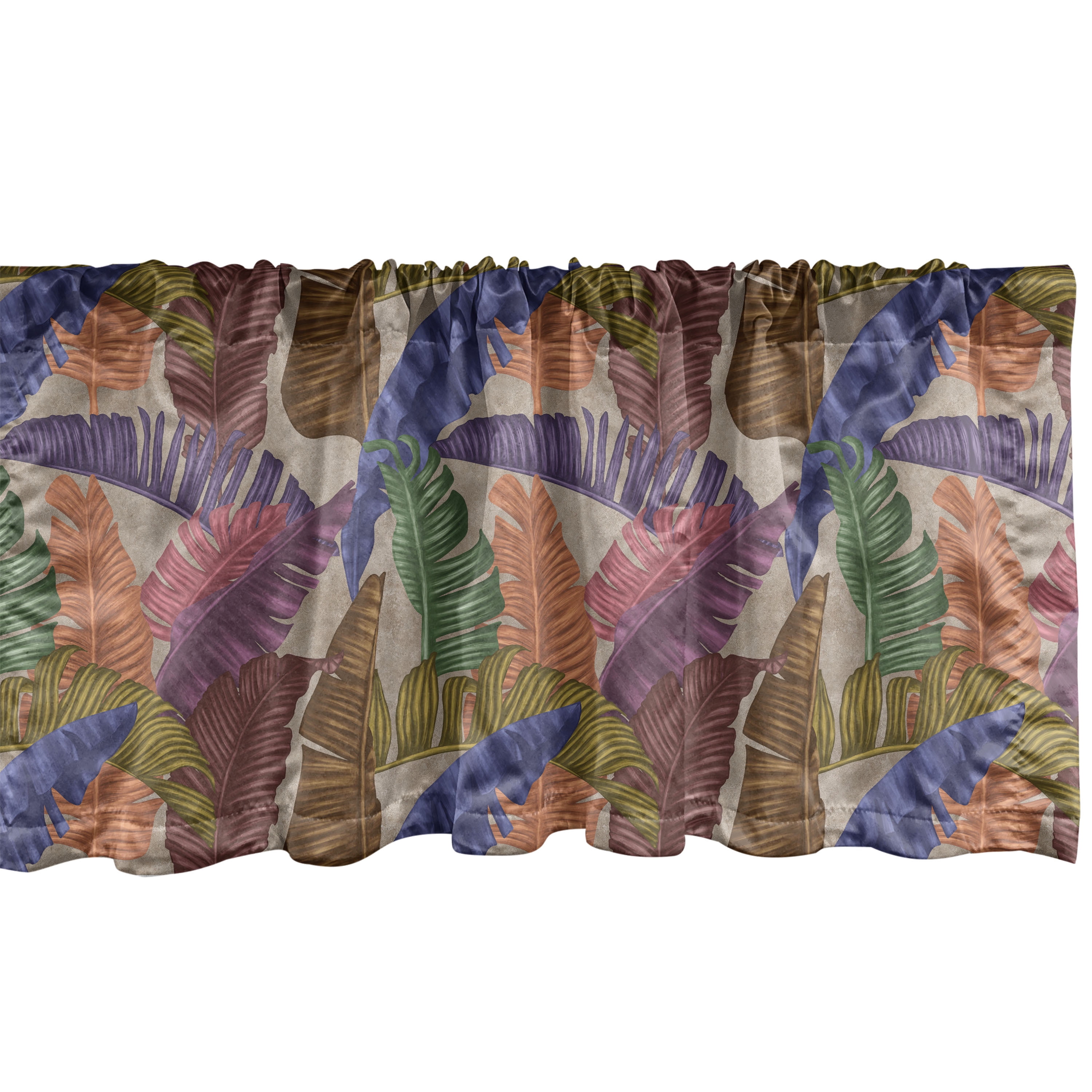 Tropical Jungle Leaf Print Satin Window Valance 54" x 18" 2-Pack