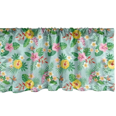 Ambesonne Jungle Window Valance, Hibiscus Paradise Flowers, 54" X 18", Multicolor