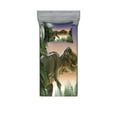 thumbnail image 1 of Ambesonne Jurassic Fitted Sheet & Pillow Sham Set, Dinosaur in the Jungle, Twinxl, Green Blue Peach, 1 of 2