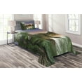 thumbnail image 1 of Ambesonne Jurassic Quilted Coverlet 2 Pcs, Dinosaur in the Jungle, Twin Size, Green Blue Peach, 1 of 2