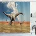 thumbnail image 1 of Ambesonne Jurassic Shower Curtain, Diplodocus Dinasours, 69"Wx84"L, Khaki Blue Grey, 1 of 4