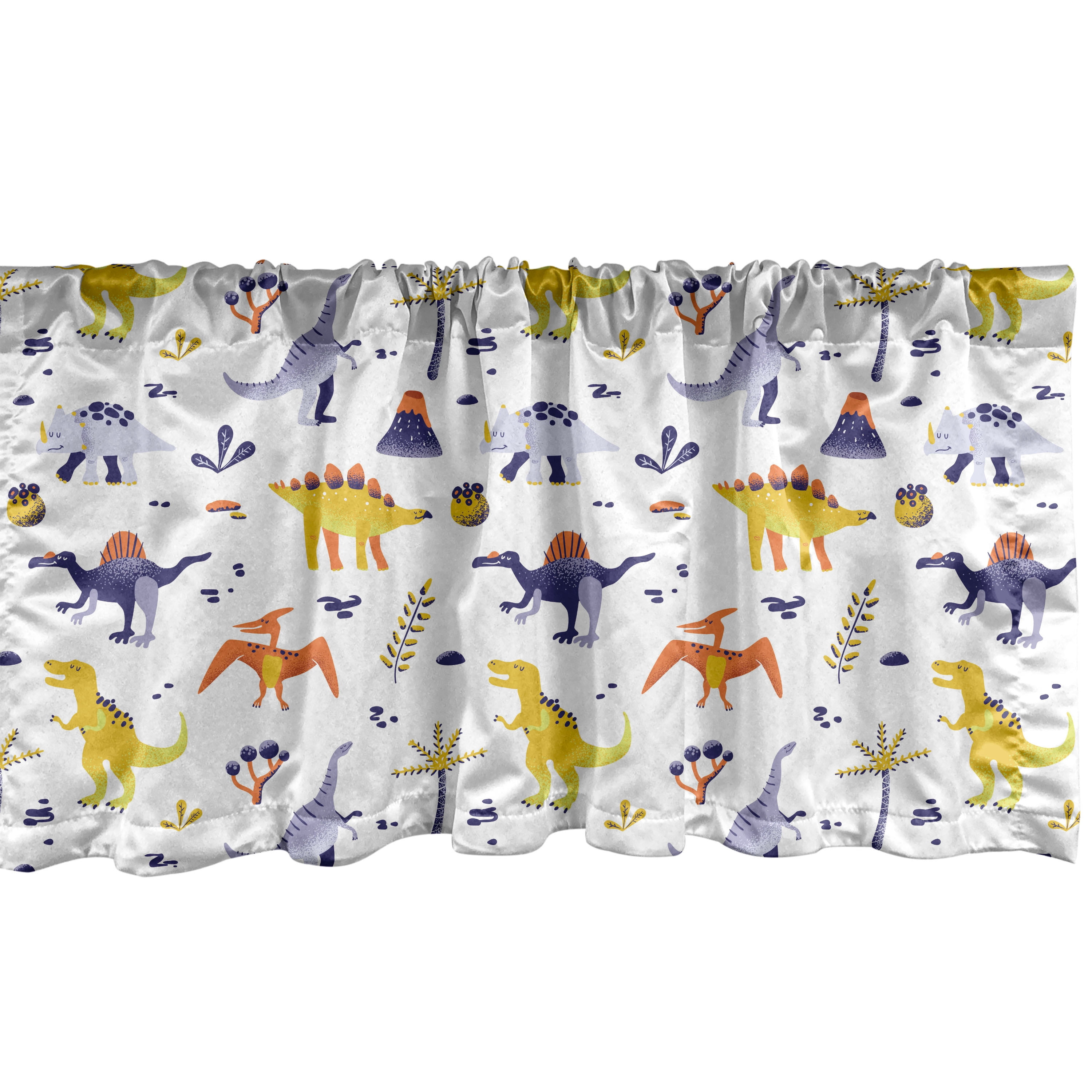 Jurassic Dinosaur Print Satin Rod Pocket Valance 54" x 18"