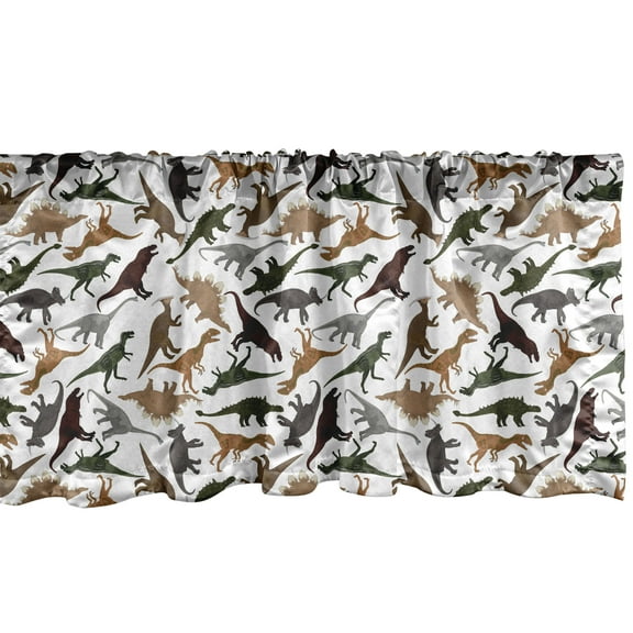 Ambesonne Jurassic Window Valance, Wild Enormous Museum, 54" X 12", Dark Orange Burgundy