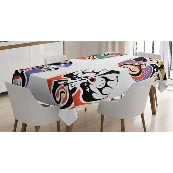 Ambesonne Kabuki Tablecloth Rectangular Table Cover, Chinese Opera, 60"x90", Multicolor