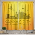 thumbnail image 1 of Ambesonne Kansas City Kitchen Curtains, Minimal Linear City, 55"x39", Orange Yellow Black, 1 of 3