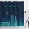 thumbnail image 1 of Ambesonne Kansas City Shower Curtain, Linear Style Cityscape, 69"Wx84"L, Dark Seafoam and Violet Blue, 1 of 4
