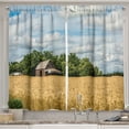 thumbnail image 1 of Ambesonne Kansas Kitchen Curtains, Cottage in a Wheat Field, 55"x45", Pale Camel Multicolor, 1 of 3