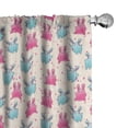 thumbnail image 1 of Ambesonne Kawaii Window Curtains, Fun Cartoon Hearts, Each 28" W x 84" L, Pale Blue Pink Beige, 1 of 5