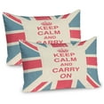 thumbnail image 1 of Ambesonne Keep Calm Pillow Sham 2 Pack, Carry on British Flag, 30"x20", Peach Dark Coral Blue, 1 of 3