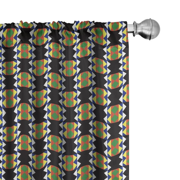 Ambesonne Kente Pattern Curtains, Funky Zulu, Pair of 28"x95", Multicolor