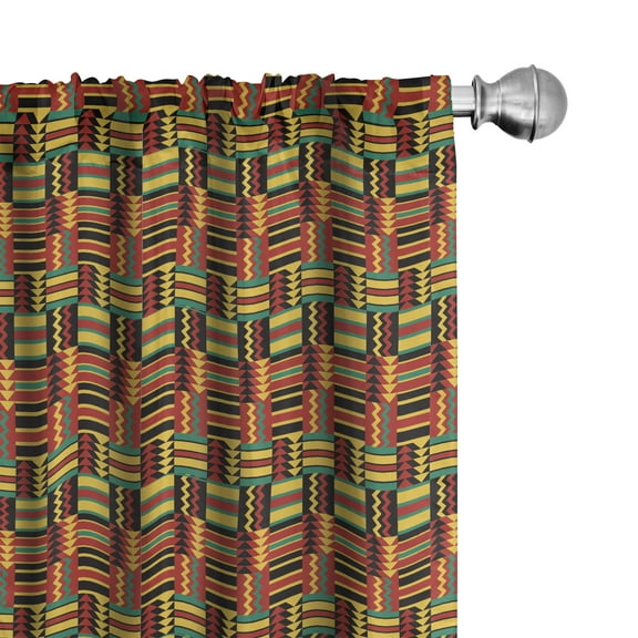 Ambesonne Kente Pattern Curtains, Zimbabwe, Pair of 28"x84", Multicolor
