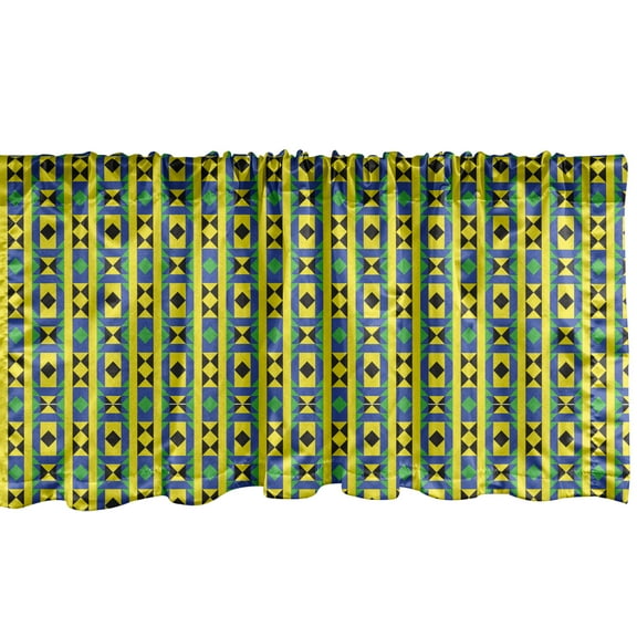 Ambesonne Kente Pattern Window Valance, Geometric Kenya, 54" X 18", Multicolor