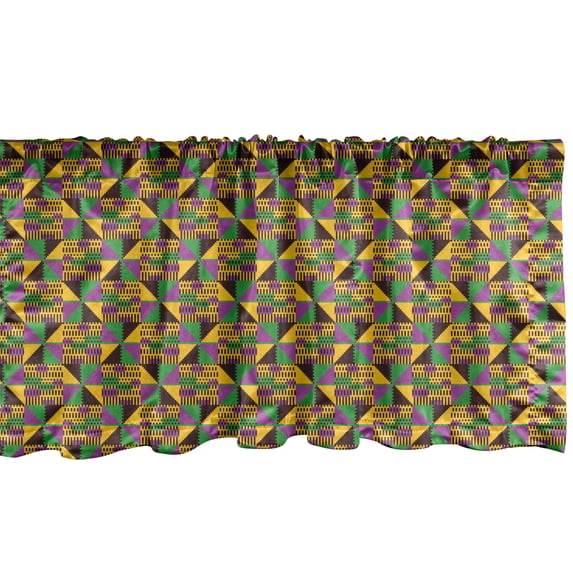 Ambesonne Kente Pattern Window Valance, National Vintage, 54" X 18", Multicolor