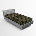 thumbnail image 1 of Ambesonne Khaki Fitted Sheet, Camouflage Motif Camo Stains, Twin Size, Army Green Slate Brown, 1 of 1