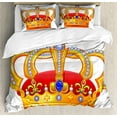 thumbnail image 1 of Ambesonne King Duvet Cover Set, Majestic Royal Sign Crown, King, Marigold Orange, 1 of 3